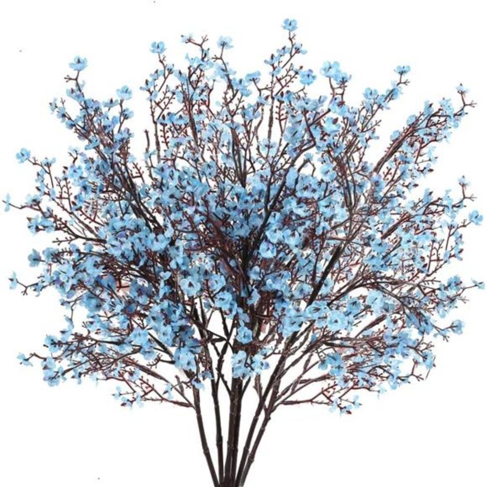 6 Bundles Baby Breath Flowers Artificial Bulk Fake Gypsophila Bouquets Sky Blue